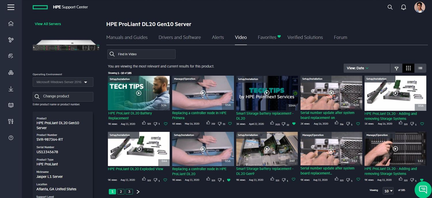Video library — gallery of support and learning videos.
